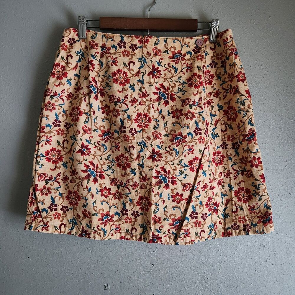 White Stag Floral A-Line Skirt Womens 14 Cottagecore Prairie Boho Cotton Twee In